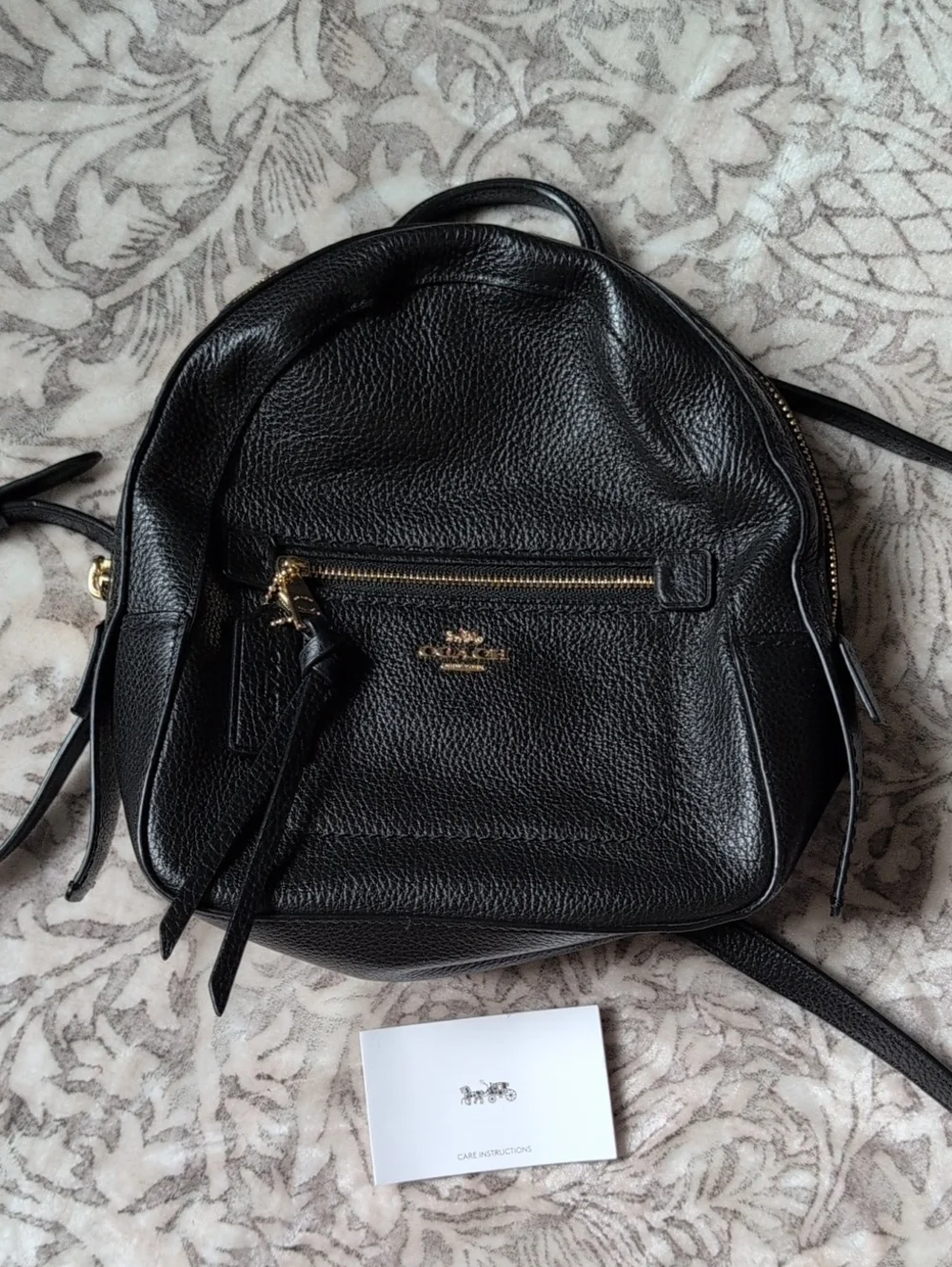 Coach Black Pebbled Leather Mini Backpack with Gold Hardware
